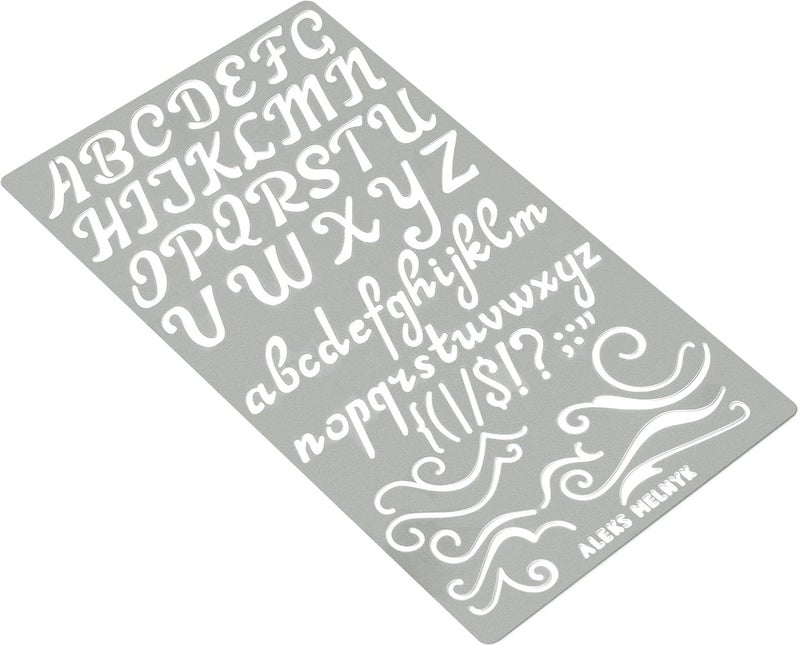 Aleks Melnyk No.34 Metal Stencils, Pyrography, Wood Burning kit 3 PCS Templates, Letters Stencils for Engraving Wood and Patterns, Alphabet and Number, Lettering, Letting, Bullet Journaling - Image 5